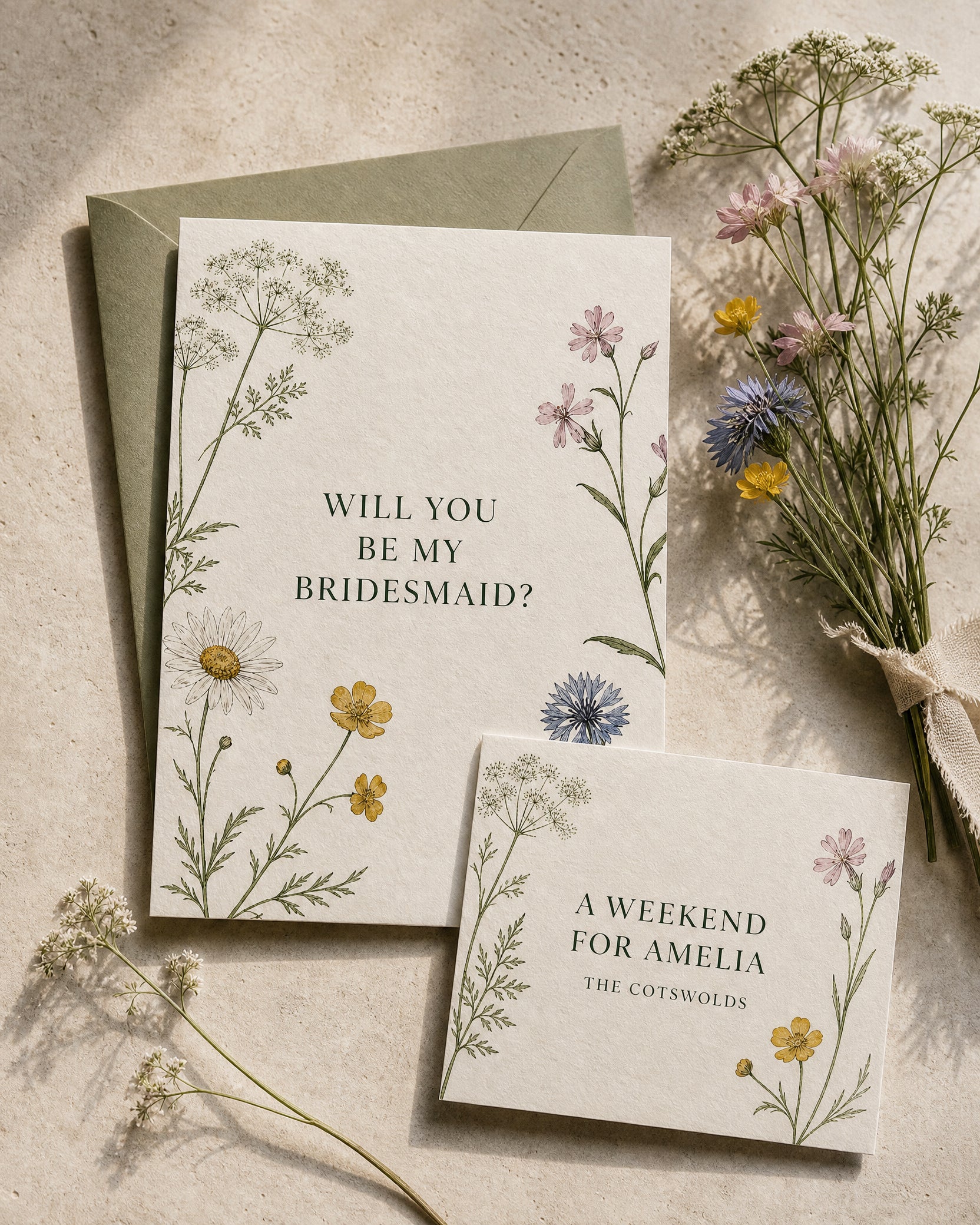 Wildflower Bridal Party Proposal Cards - Pack of 10