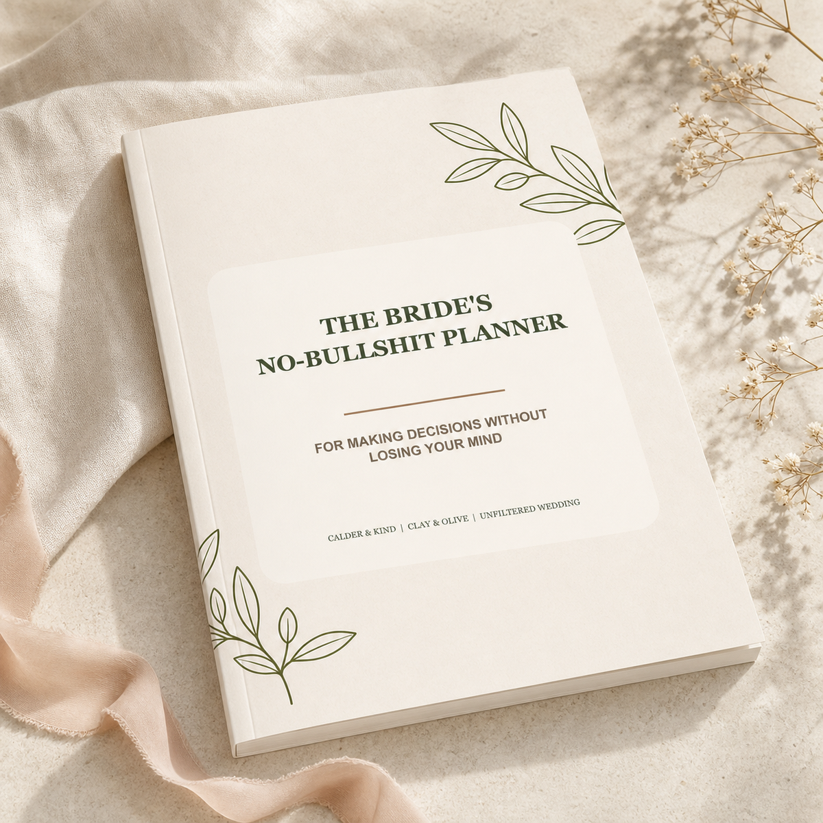 The Bride'S No-Bullshit Planner - Clay & Olive Edition A5 softcover wedding workbook mockup