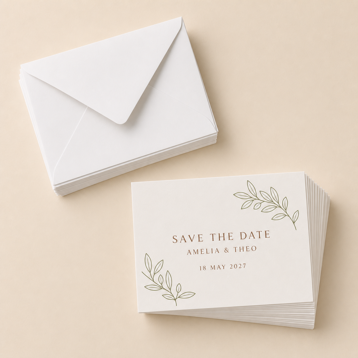 Clay & Olive Save the Date Cards with Envelopes – Pack of 20