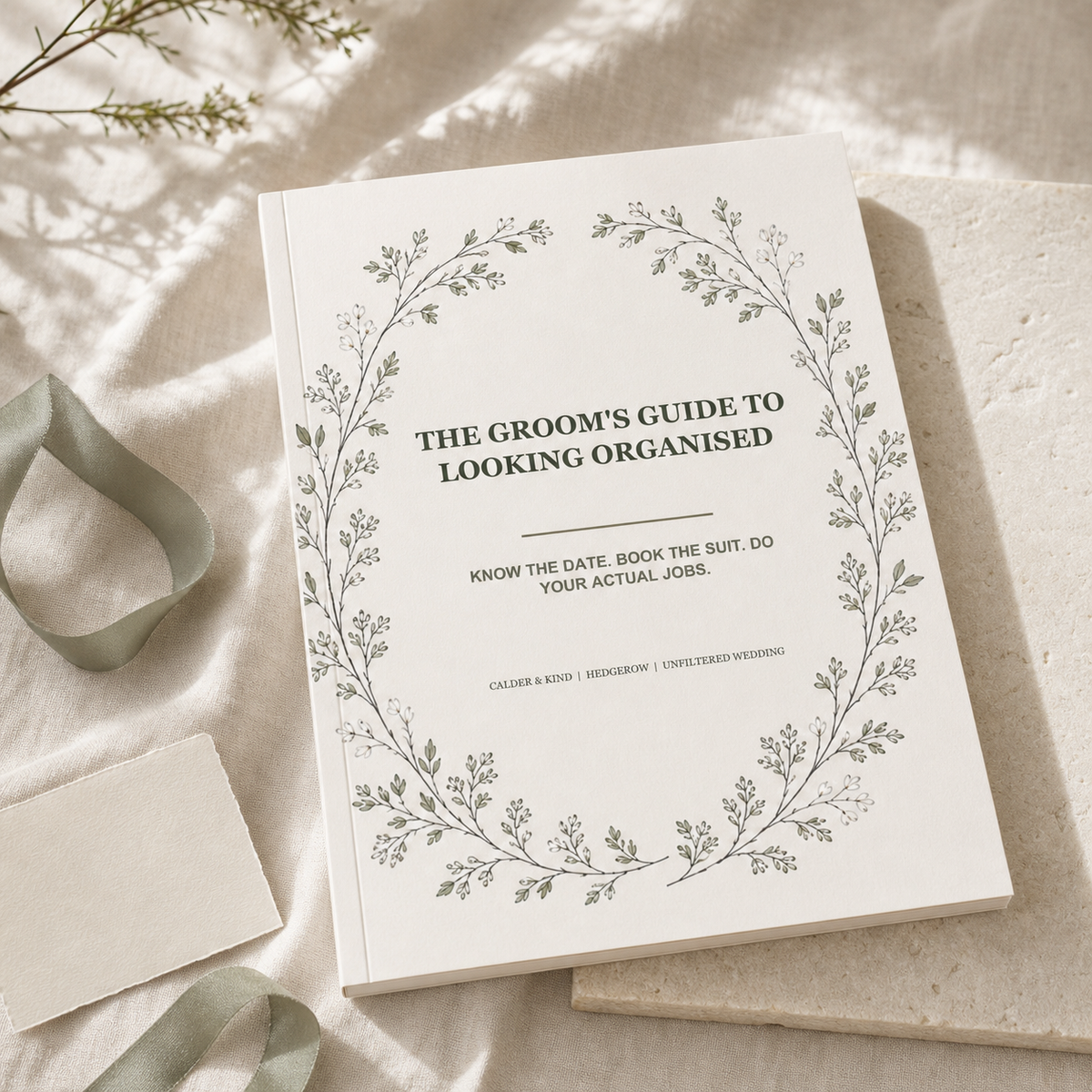 The Groom'S Guide To Looking Organised - Hedgerow Edition A5 softcover wedding workbook mockup