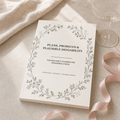 Plans, Prosecco & Plausible Deniability - Hedgerow Edition A5 softcover wedding workbook mockup