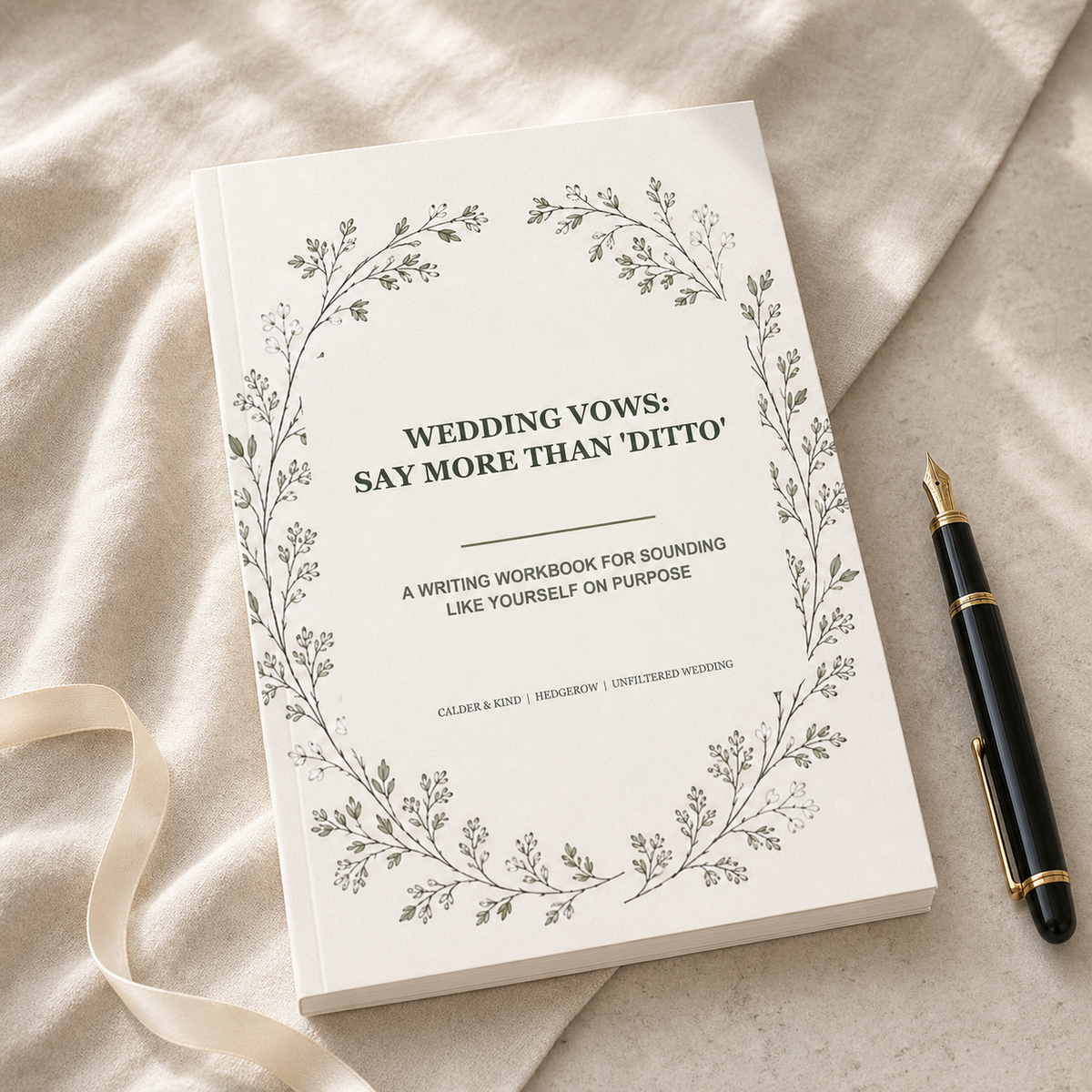 Wedding Vows: Say More Than 'Ditto' - Hedgerow Edition A5 softcover wedding workbook mockup