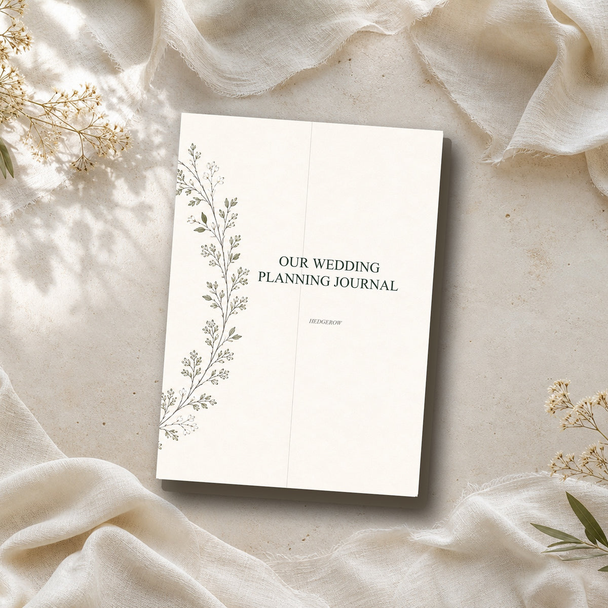 Hedgerow wedding planning journal with coordinated botanical wedding stationery cover