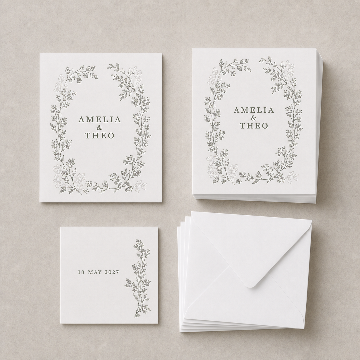Hedgerow Personalised Wedding Invitations - Pack of 10