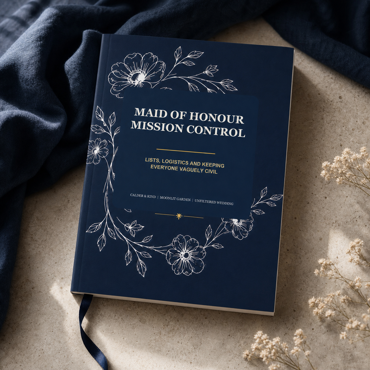Maid Of Honour Mission Control - Moonlit Garden Edition A5 softcover wedding workbook mockup