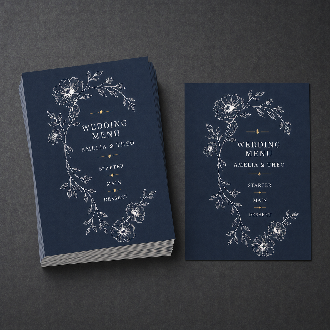 Moonlit Garden Wedding Menus – Pack of 20