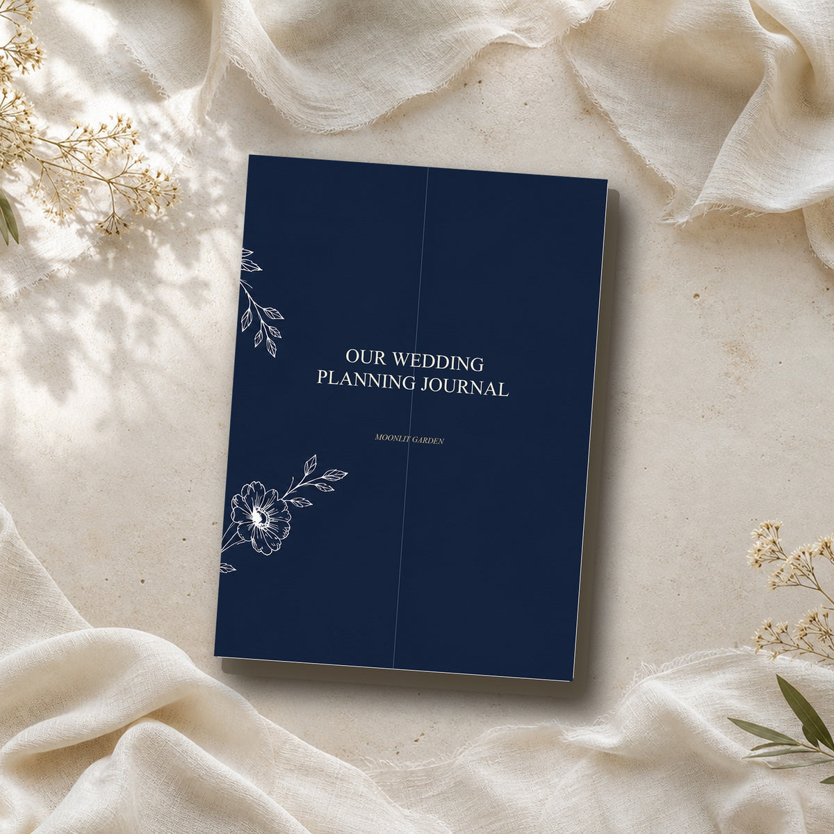 Moonlit Garden wedding planning journal with coordinated botanical wedding stationery cover