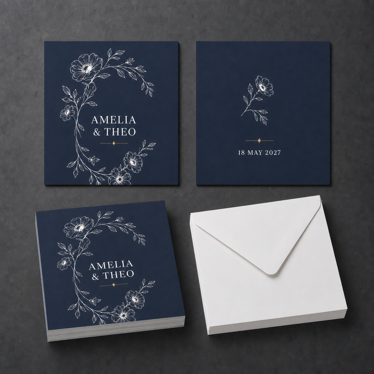Moonlit Garden Personalised Wedding Invitations - Pack of 10