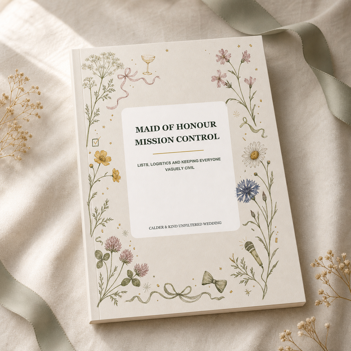 Maid Of Honour Mission Control A5 softcover wedding workbook mockup