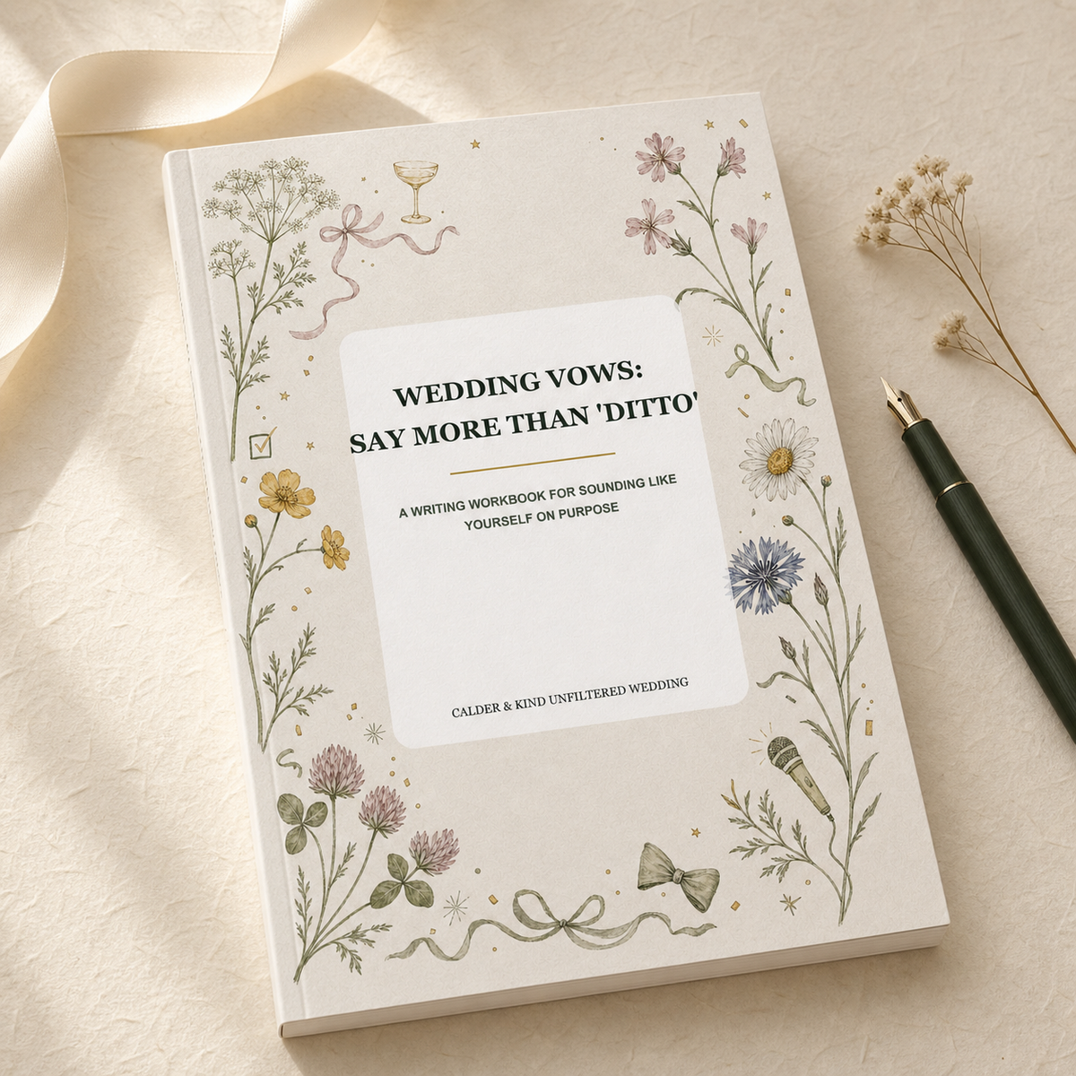 Wedding Vows: Say More Than 'Ditto' A5 softcover wedding workbook mockup
